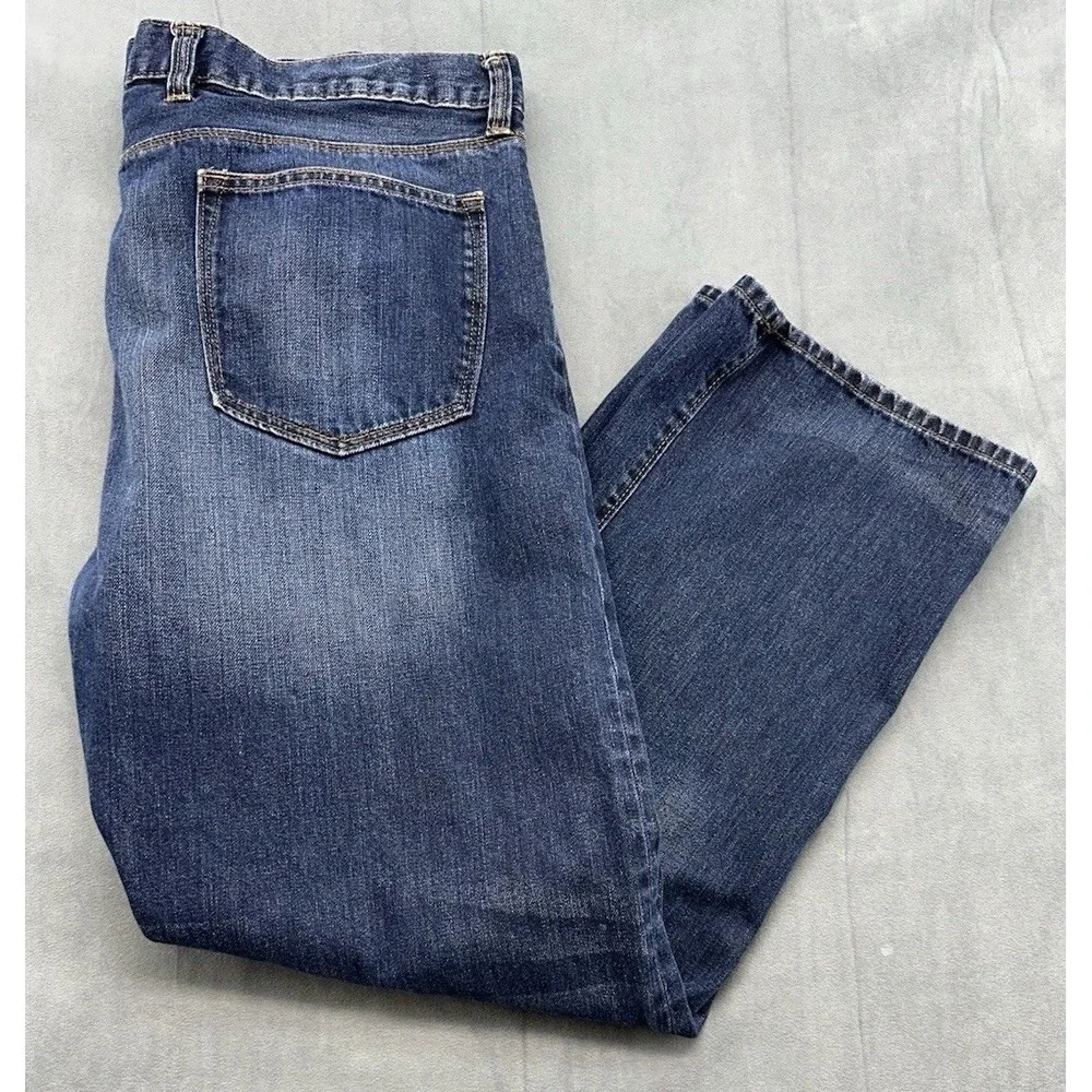 Gap 1969 Premium Easy Blue Jeans Men's 40x32 Straight Distressed Medium Wash